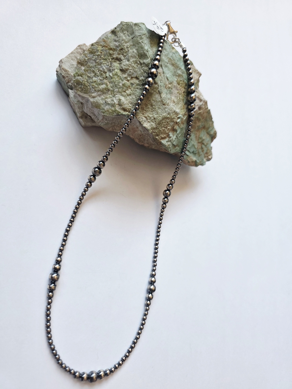 Navajo Pearl Necklace Oxidized Sterling Silver Native American Handmade - Picture 3 of 7